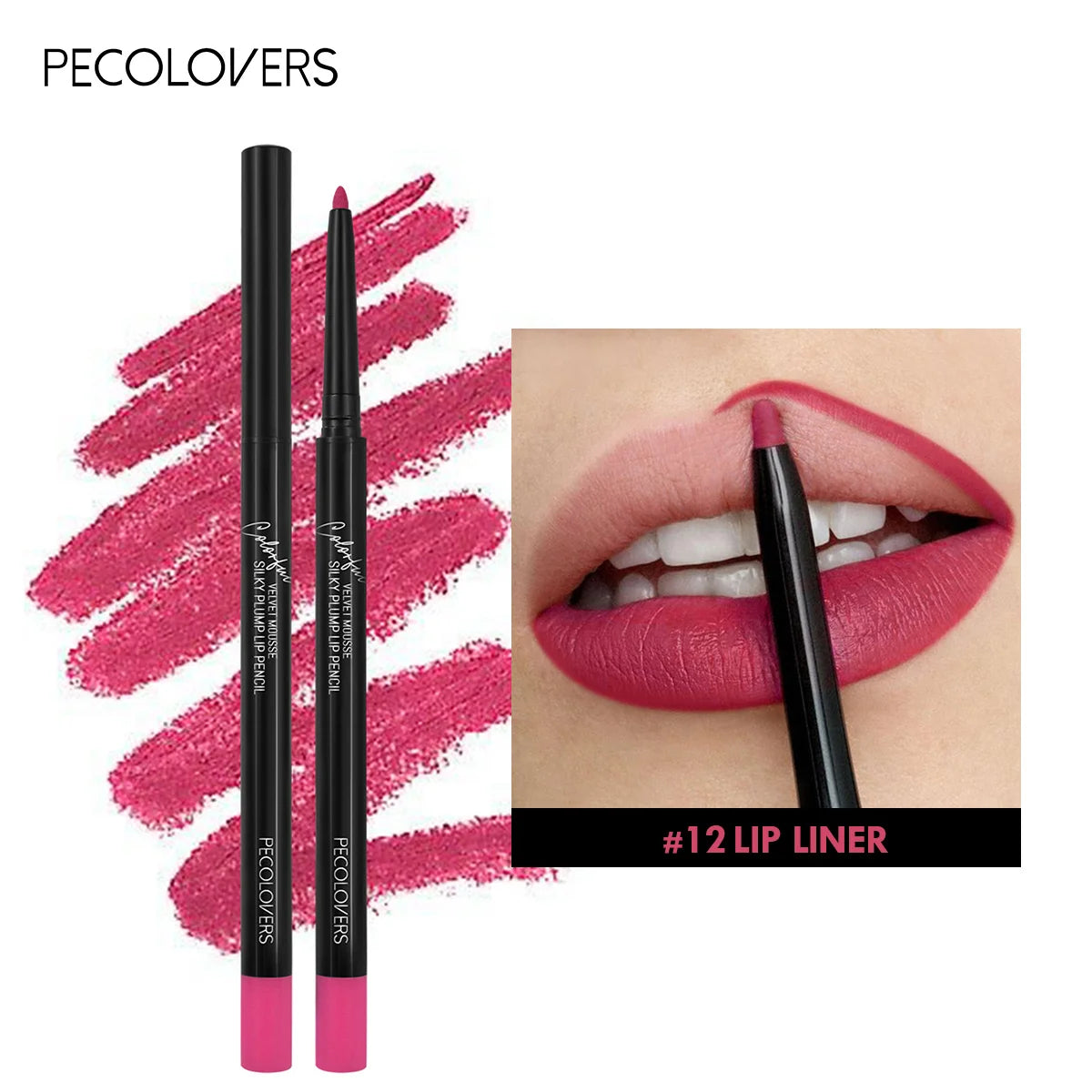 Waterproof Matte Lipliner Pencil Red Contour Tint Lipstick Long Lasting Non-Stick Cup Moisturising Lips Makeup 12 Colors