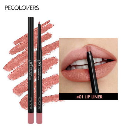 Waterproof Matte Lipliner Pencil Red Contour Tint Lipstick Long Lasting Non-Stick Cup Moisturising Lips Makeup 12 Colors