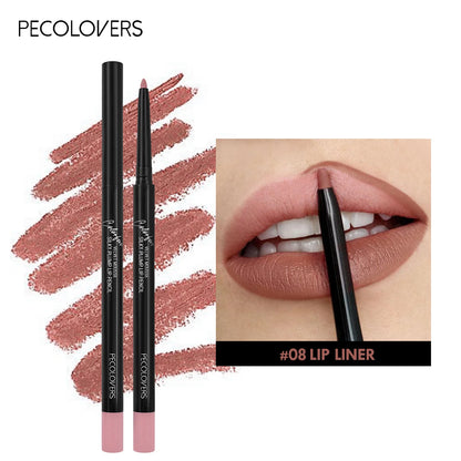 Waterproof Matte Lipliner Pencil Red Contour Tint Lipstick Long Lasting Non-Stick Cup Moisturising Lips Makeup 12 Colors